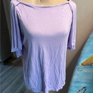 IMAN Purple Relaxed Blouse with Elbow-Length Sleeves